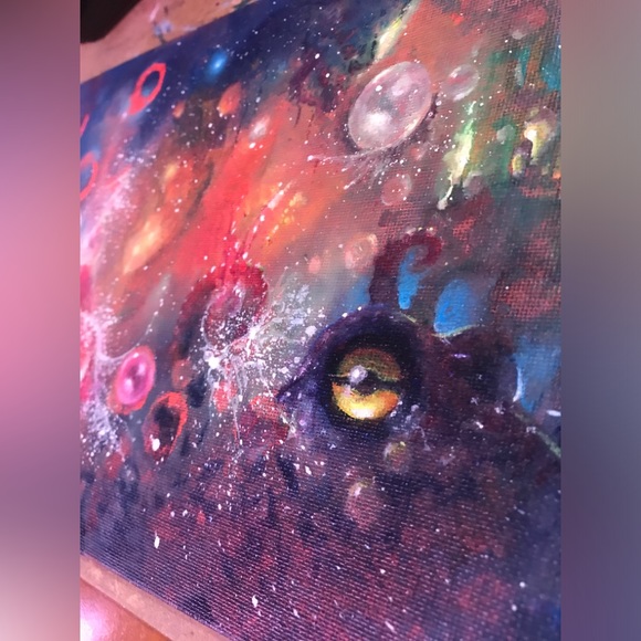 ⭕️ SOLD Octopus space art original painting ocean pop surrealism artwork - Picture 3 of 6